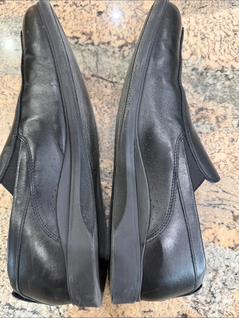 Men's Black Slip-On Leather Loafers with Yellow Insole